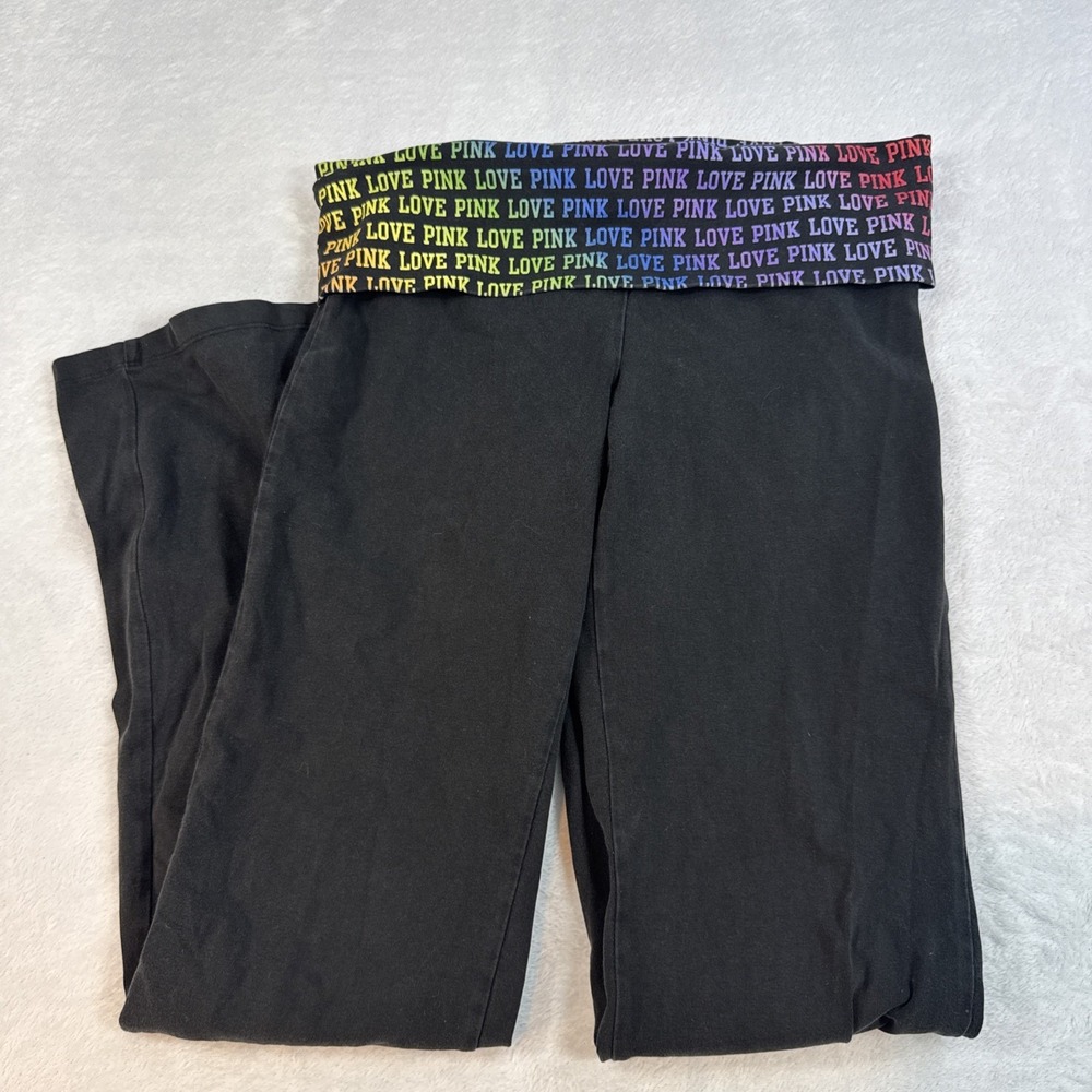 Y2K Victoria's Secret PINK YOGA Pants Athletic Flare Women's Size Medium Rainbow